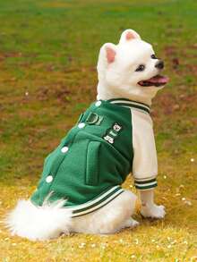 Autumn/Winter Dog Fleece Jacket Outdoor Leash Attached Half Zip Baseball Coat, Suitable For Small Dogs & Cats - Blue - View 13