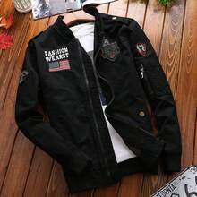 Spring And Autumn Jacket Men American Retro Workwear Short M1 Pilot Jacket Men's Top - màu đen - Xem 1