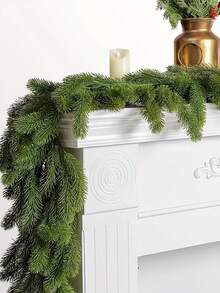 1/2/3pcs 180cm/5.9ft Artificial Pine Garland, Plastic Green Christmas Wreath, For Christmas Party, Wedding, Home Decoration, Winter Table Centerpieces, Window And Stair Hanging Vine Decorations