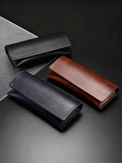 1pc PU Leather Solid Color Fashion Glasses Case, Portable Minimalist Hard Shell Glasses Box, Casual Storage Box, Unisex, Suitable For Protective Glasses And Premium Eyewear Accessories