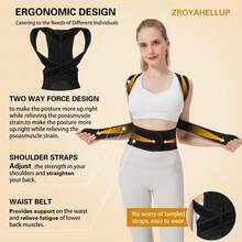 ComfortFit 秋冬季男女通用姿势矫正器 - 可调节、透气矫形支具 - 无缝设计，支撑上背部、脊柱、颈部和肩部 - 适合日常佩戴，稳定锁骨 - 促进健康姿势，防止驼背 - 黑色 - 查看 5