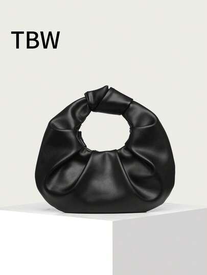 Women's Handbag With Cloud Pleats, Solid Color, Stylish With A Knot, Suitable For Going Out.