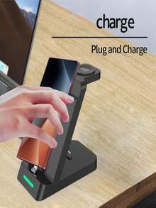 SUONEE 3 In 1 Charging Station US EU UK AU Charger Adapter For Galaxy S25/S24/S23/S22/S21-S9/Note20-9/Z Fold 5 4/Z Flip 5 4/Galaxy A Series Modle Etc, Galaxy Buds Wireless Charger Stand Galaxy Watch 7 6 5 Pro/4/3 - Multicolor - View 5