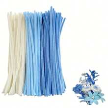Blue And White Pipe Cleaner Flower Set, Upgraded DIY Craft Set, Suitable For Mother's Day, Graduation Ceremony, Valentine's Day And Holiday Gifts, Craft Wool Core Set, Blue And White Pipe Cleaner Flower Set