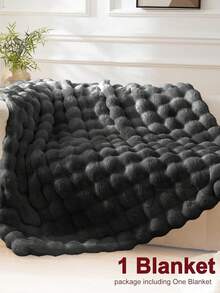 1 chiếc chăn lông thỏ giả siêu mềm, ấm áp và thoải mái, có thể giặt bằng máy, vải nhung lông dùng được mọi mùa, kích cỡ Queen và King, chăn ngủ đa năng, thích hợp cho văn phòng, phòng ngủ, ghế sofa, du lịch, sử dụng được cả hai mặt, trang trí mùa đông - màu đen - Xem 3