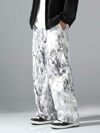 男士数码印花时尚百搭直筒阔腿工装裤、破洞裤、运动裤、伞兵裤、机车休闲裤、丝滑个性迷彩工装裤、秋季