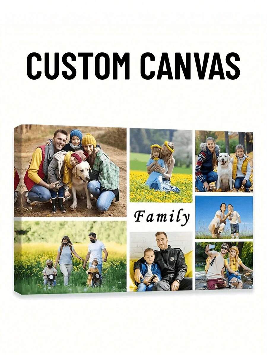 Tranh ghép ảnh tùy chỉnh trên vải canvas, trang trí tường kỷ niệm gia đình cá nhân hóa, kèm khung bền chắc, in chất lượng cao, thích hợp sử dụng trong nhà, hoàn hảo cho phòng khách, hiên nhà, sân vườn, trang trí tường ảnh, trang trí phòng, tranh nghệ thuật treo tường hiện đại. - Nhiều màu - Xem 1