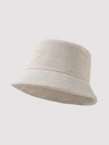 1pc Men's Fashion Corduroy Solid Color Bucket Hat, Suitable For Autumn/Winter Daily Outfits - A - View 7