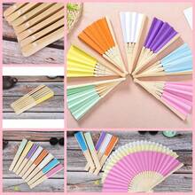 12/24/36 Folding Fans, Essential Fans, Fabric Folding Fans, Simple Paper Fans, White And Colored Folding Fans, Handmade Materials. Hand Fans, Cooling Fans, Wedding Decorations, Carnival Accessories, Line Dance Fans - Nhiều màu - Xem 11