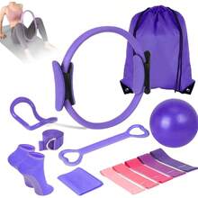 Pilates Essentials Kit Women, 2025 New Better Me Pilates Kit, 13 Piece Home Pilatess Equipment, Home PilatesKit Women Better Me, Hip Exercise Band Yoga Ball Long Resistance Bands - Morado - Ver 2