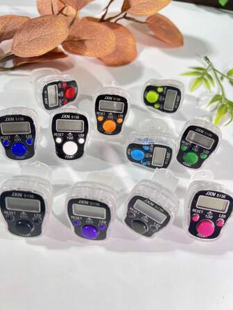 JXN 5136 Colorful Button Electronic 100% Counter, Mini Ring-Shaped Digital Counter, Helpful For Counting Mantras, LED Display Electronic Finger Counter With Multi-Color Buttons, Portable Electronic Finger Counter With LED Reset Function, Colorful Button Electronic 100% Counter, Suitable For Outdoor Scenarios, Ramadan, Activity Small Gift, Ramadan Gift