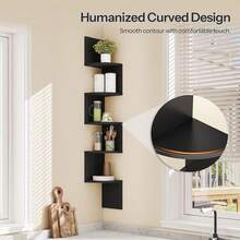Corner Wall Mounted Shelves, Multi-Layer Open Bookshelf, Triangle Corner Storage Rack - Multicolor - View 12