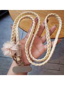 1pc Floral Lanyard Strap, Women Long Braided Cord For Phone, Outdoor Travel Hiking Backpack Keychain
