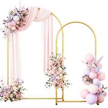 Tomnk [New Year Decor]2pcs Wedding Arch Backdrop Stand, Gold Metal Balloon Arch Stand 6FT, 7.2FT For Birthday Wedding, Outdoor Indoor Party Decoration, Christmas Decor - 金色 - 查看 2
