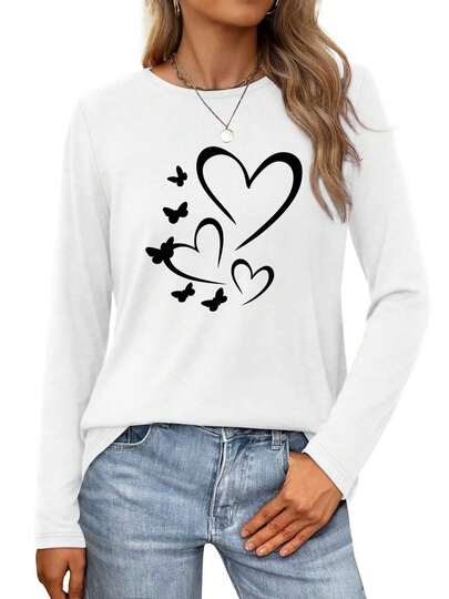 Abstract Black And White Gradient With Central Dark BlobWomens Long-Sleeve Crewneck T-Shirt