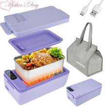 FollowBreak 1L 可充电电加热午餐盒，便携式食物加热器，手持式餐盒，适用于汽车/卡车/工作/家庭