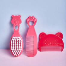 3件套婴儿熊造型梳子套装，包含发刷、沐浴刷、新生儿乳痂刷、卡通熊造型梳理套装 - 彩色 - 查看 5