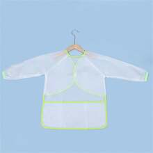 1/2/4 儿童绘画围裙，儿童艺术罩衫，防水儿童围裙长袖，带 3 个口袋，适合绘画、烘焙、喂食，适合 3-10 岁