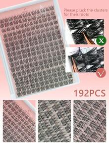 160PS D-Curl Unsichtbare Band Wimpernbüschel Set Feine natürliche Büschel Wimpernverlängerung Set zum Selbermachen D Curl 9-16MM Wimpernbüschel Volumen Einzelne Wimpern Set