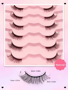 Asiteo 7 Pairs Half-Eye Short False Eyelashes, Natural & Delicate, Faux Mink, Cat Eye Style, Like Lash Extensions, Curled & Soft - Nửa lông mi - Xem 3