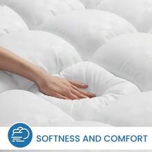 Extra Thick Mattress Topper Cooling  Queen Mattress Protector Breathable & Soft Mattress Pad Fall Asleep Quickly Stretches Up 8-21" Deep Pocket Overfilled Down Alternative Filling - trắng - Xem 9