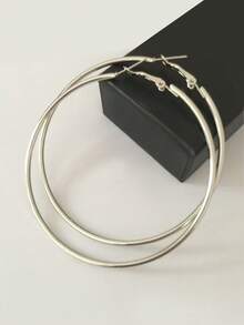 1 Pair Fashion White K-Plated Thick Hoop Earrings For Women
