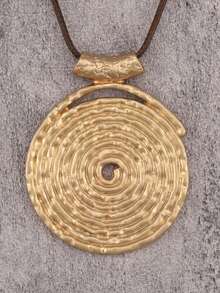 1pc Minimalist Spiral Disc Alloy Pendant Necklace, High-End Unique Personalized Unisex Couple Necklace