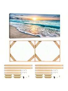 1 Set de 100x50cm Lienzo con Marco de Madera para Pintura al Óleo, Marco de Madera Sólida, Adecuado para Pintura al Óleo, Carteles, Galerías, Murales, Kit de Marco de Óleo, Decoración Artística