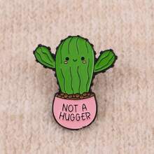 KEIN UMARMER Emaille Pins Cartoon Kaktus Zitate Brosche Abzeichen auf Rucksack Revers Pin Kostüm Accessoires Mode Schmuck Geschenke Weihnachten