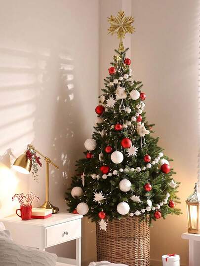 1件装圣诞树顶装饰星，镂空闪亮雪花树顶星形挂饰，带有闪亮的立体雪花和四层圆形星环，圣诞树顶装饰，家居装饰，圣诞装饰，房间装饰，冬季