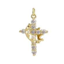 1pc Fashionable Copper Micro-Inlaid Zirconia Crown Cross Pendant, Versatile For DIY Bracelet, Necklace, Earrings, Suitable For Women Wedding, Festival Wear