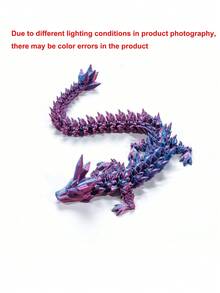 3D打印水晶龙摆件，全身可动，多色神秘龙玩具，客厅装饰，圣诞节减压惊喜礼物