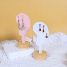 1pc Microfiber Plush Ear Shaped Earring Mannequin Display Stand, Earring Stud Jewelry Display Props, Jewelry Storage Display Stand Jewelry Towers Organizer And Showcase Rack For Accessories(Black And White Are Not Velvet)