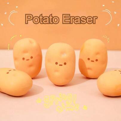 Goma de borrar de plástico con diseño de patata, goma de borrar de novedad kawaii para lápices y escritura, útiles escolares y de oficina, gomas de borrar para niños