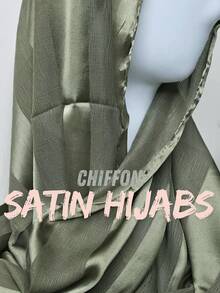 Hiyab ligero y transpirable de unicolor y estampado de rayas de satén y satén para mujeres, modesto, para abayas, primavera/verano - Multicolor - Ver 4