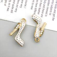 10pcs Random Color Mixed Fashion Rhinestone Enamel High Heels DIY Charm Pendant For Jewelry Earrings Necklace Making Accessories - Multicolor - View 6