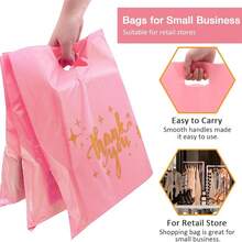 粉色塑料感谢袋/糖果袋，适用于精品店、零售店、礼品袋、服装袋、派对礼品袋，也适用于生日、婚礼、情人节、斋月节、圣诞节、万圣节和婴儿派对等场合。 - 星星款 粉紅色 - 查看 4