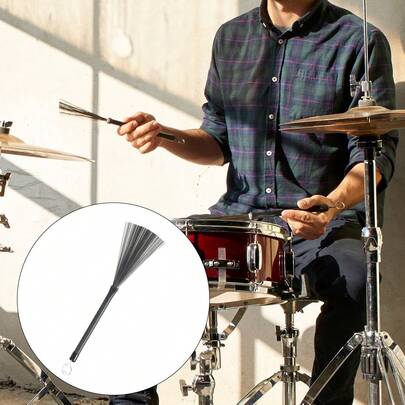 A Drum Brushes Retractable Wire Brushes Drums Drum Sticks Brush With Comfortable Rubber Handles