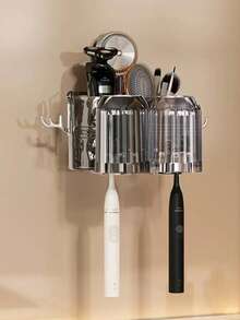 New Ins-Style Minimalist Large Capacity Suction Cup Toothbrush Holder, Bathroom Toothbrush Cup Wall Mount Storage Organizer, No Drilling Required