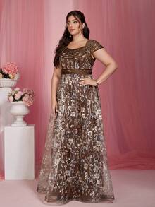 Mgiacypop,New Arrival,Square Collar, Airplane Sleeves, Embroidery, Lace, Tie, Big Swing, Evening Dress,FOR,Prom Wedding,Party Dress,Wedding Guest Dress, Evening Dress