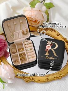 1 Stück Individuell A-Z Blumen Buchstaben Muster Schmuckkasten Ring Aufbewahrungsbox Halskette Aufbewahrungsbox Geschenke für Mädchen Brautjungferngeschenke Muttertagsgeschenk Ideales Geschenk Weißer Schmuckkasten Rosa Schmuckkasten für Ringe, Anhänger, Ohrringe, Halsketten usw. - Geschenkboxen für Mädchen und Frauen, Sonne Reise Coole Rückkehr zur Schule