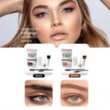 二合一眉胶睫毛提拉染色眉毛染色套装，半永久专业防水眉毛套装，DIY，旅行必备，情人节礼物，价格实惠，旅行化妆刷，女士礼物，化妆师，专业全套化妆工具 - 黑棕色 - 查看 1