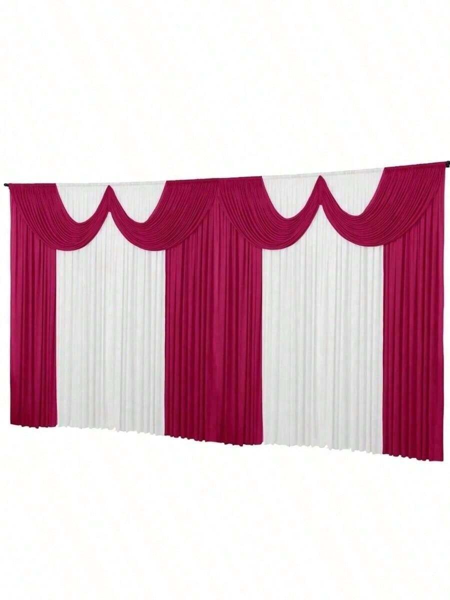 Church Curtain 6 Meters Premium Polyester Fabric Decora - 粉紅色與白色 - 查看 1