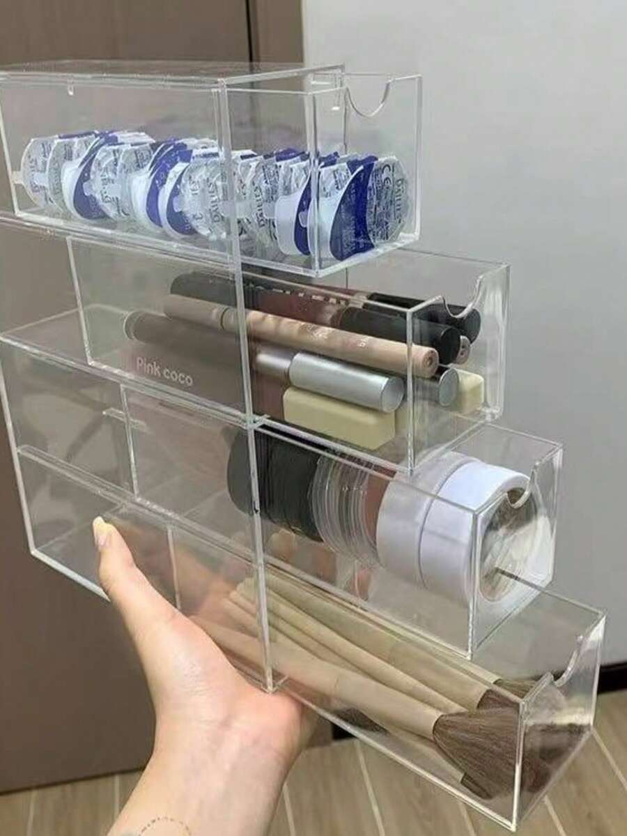 Multi-Tier Acrylic Desktop Organizer – Dustproof Drawer Storage For Stationery, Eyeglasses & Fashion Glasses