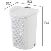 Plastic Laundry Hamper With Wheels & Handle – White, Spacious Capacity To Fit Multiple Loads Of Laundry, Easy Transport Between Bedroom, Bathroom & Laundry Area, Durable Plastic Material Resists Cracks & Stains, Ideal For Home, RV & Small Spaces - 白色 - 查看 4