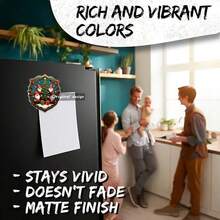 1pc Large 3.15" Christmas Magnet With Santa Hat, Decorated Tree, Gift Box, Bell - Red & Green Holiday Decor, Strong Adhesive For Fridge, Cabinet, Door - Home, Office, Party Holiday Decoration - Acrylic 2D Flat AHR GCF Magnet