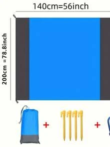 Outdoor Camping Beach Mat, Beach Blanket, Portable Foldable Sandproof Picnic Mat, Beach Essentials - Màu xanh lam - Xem 7