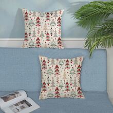 2 件装圣诞枕套，圣诞装饰，亚麻枕套，几何红色，圣诞树靠垫套，冬季小屋节日装饰，沙发抱枕套（16 英寸 x 16 英寸，18 英寸 x 18 英寸，20 英寸 x 20 英寸） - 紅色 - 查看 5