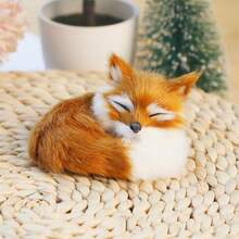 1 pieza Estatua realista y adorable de zorro durmiendo, nueva llegada 2025, adecuada para coche, ventana, sala de estar, dormitorio, decoración de Ramadán, decoración del hogar, baño, regalo de vacaciones para niños/niñas, regalo de cumpleaños, regalo perfecto