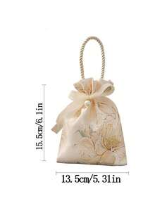 5pcs Elegant Wedding Favor Bags - Luxury Floral Drawstring Gift Bags, Suitable For Candy, Bridal Party Favors, Guest Appreciation Gifts - Multicolor - View 3